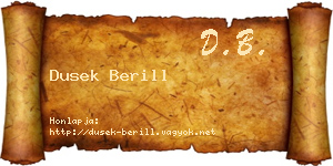 Dusek Berill névjegykártya